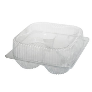 Caserole 1900 cc 4 savarine cu capac atasat IT-405, OPS/PET transparent,172×172 mm,50 buc, 9 set/bax