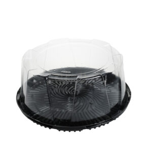 Caserole tort 1000 cc IT-220, PET ,baza neagra + Capac transparent,D220 mm,110 buc/bax