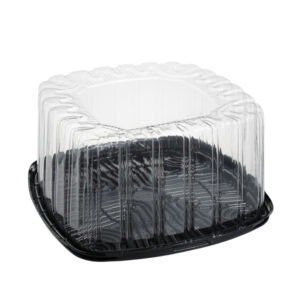Caserole tort mare patrate IT-889, PET,baza neagra + Capac transparent,100 buc/bax