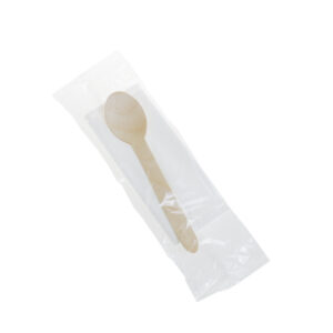 Set tacam Lingura+Servetel, h160 mm, lemn natur, ambalat in BOOP,100 BUC, 10 set/bax