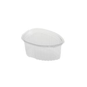 Sosiere triunghi 80 cc cu capac atasat,PET transparent ,100 buc, 12 set/bax