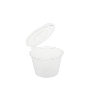Sosiere rotunde mari  cu capac atasat, PP transparent ,50 buc ,20 set/bax